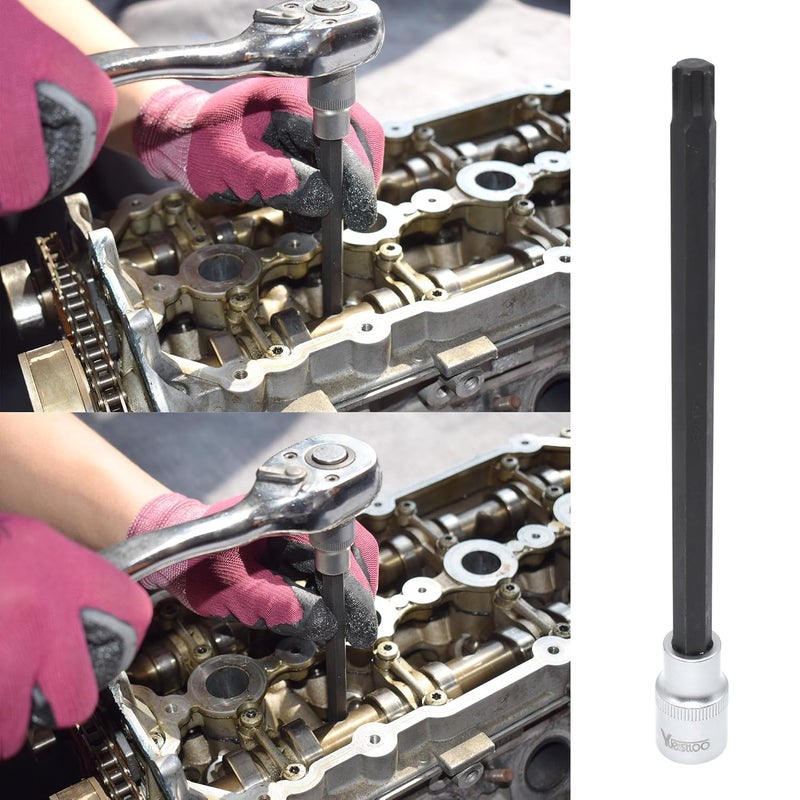 Yuesstloo Cylinder Head Bolt Socket Tool for VW and Audi, T52 Polydrive Head Bolt Socket, 200MM, 6-Point, 1/2" Drive x M10 - Image 5